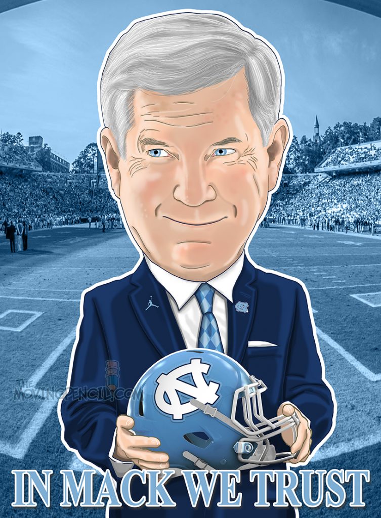 Mack Brown UNC Caricature Cartoon - The Moving Pencil